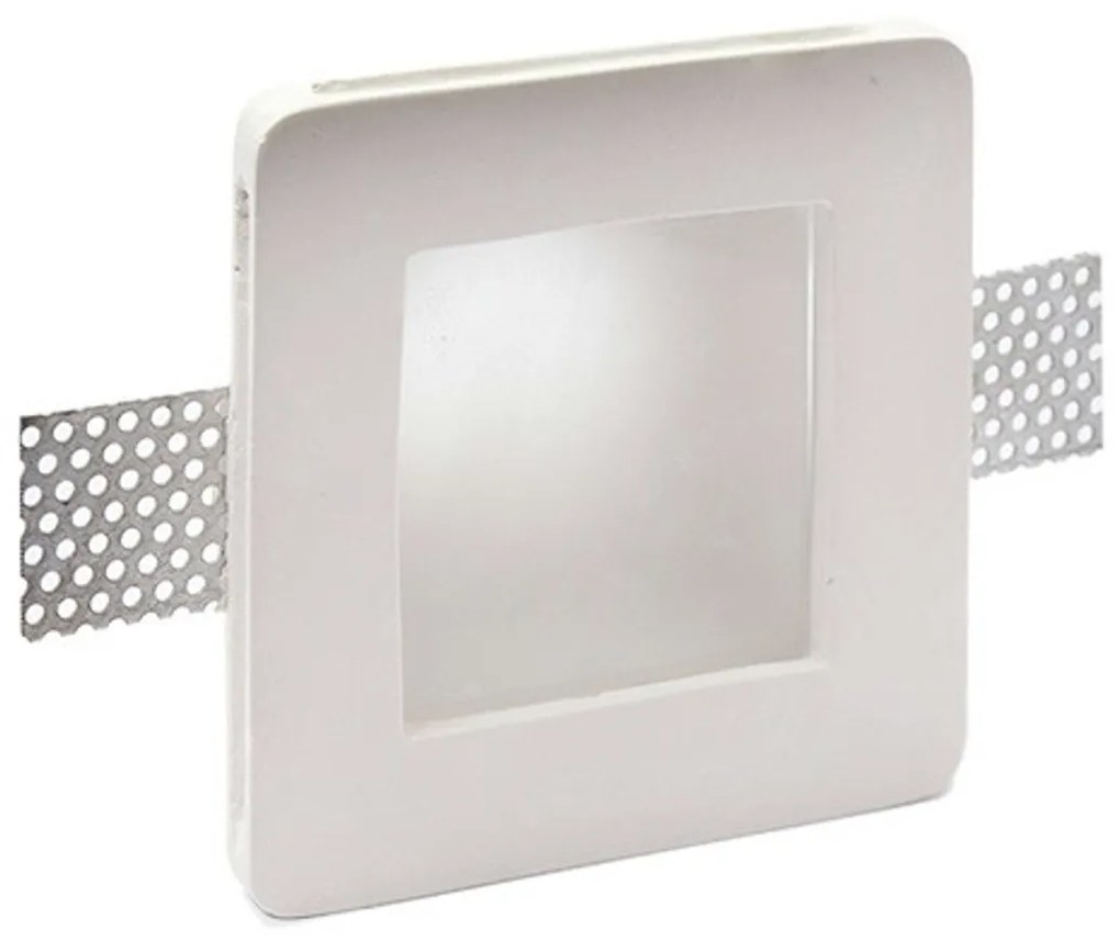 Portafaretto GU10 e MR16 in Gesso Pitturabile con Copertura Satinata Quadrato Ø120x120 mm