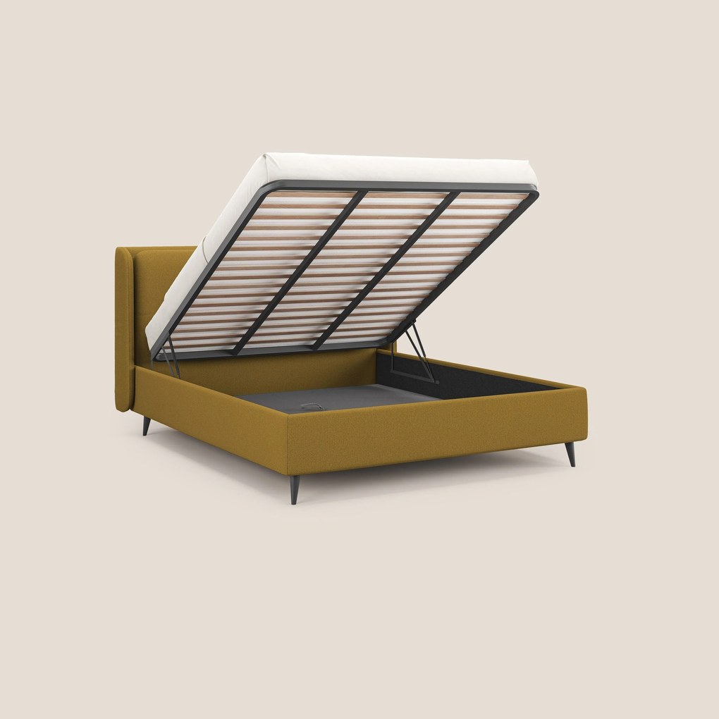 Nadine letto contenitore di design e comfort Italiano in tessuto impermeabile T19 giallo
