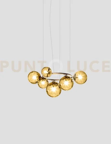 Puppet ring sospensione 7a ambra trasparente oro satinato 7 luci at...