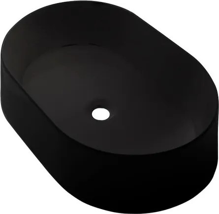 Lavabo da appoggio COVER ovale in ceramica L 60 x H 11.5 x P 40 cm nero satinato piletta non inclusa