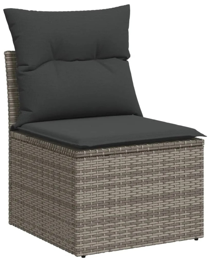 Set divani da giardino 11 pz con cuscini in polyrattan grigio