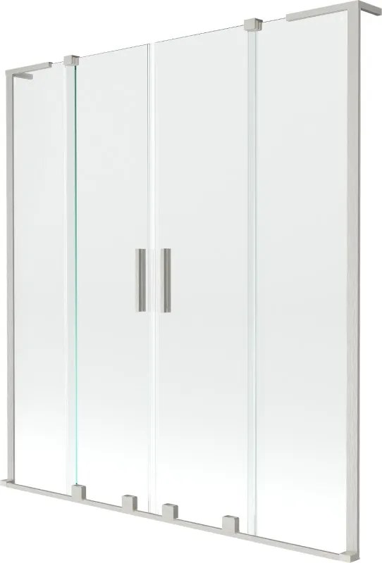 Mexen Velar L Duo paratia per vasca da bagno, scorrevole a 2 ante 150 x 150 cm, trasparente, nichel spazzolato