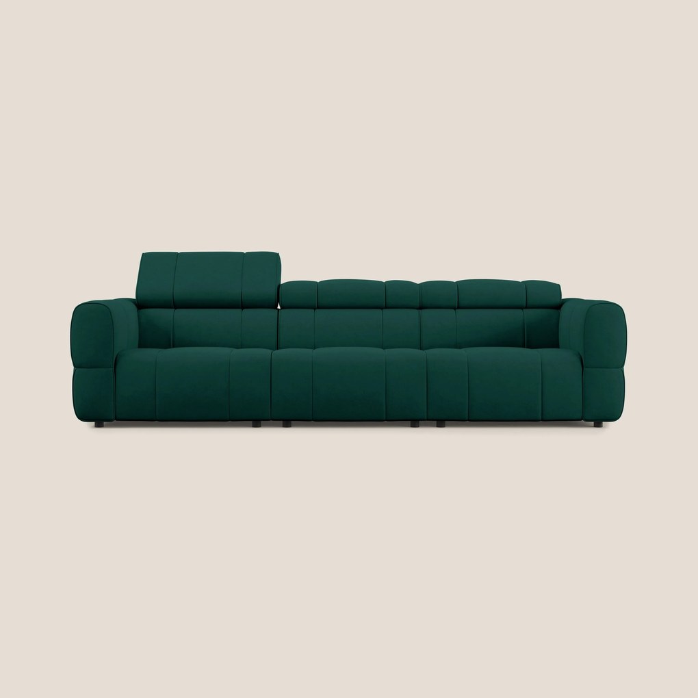 Giotto Divano modulare a 3 sedute con opzione relax elettrico in microfibra effetto velluto impermeabile T09