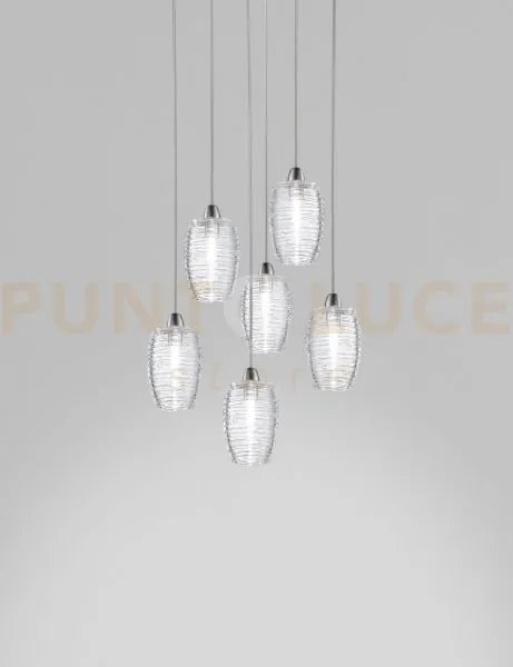 Damasco sospensione r6p cristallo cristallo nickel satinato 6 luci ...