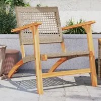 Sedie da Giardino 2pz Beige in Polyrattan e Legno di Acacia 365869