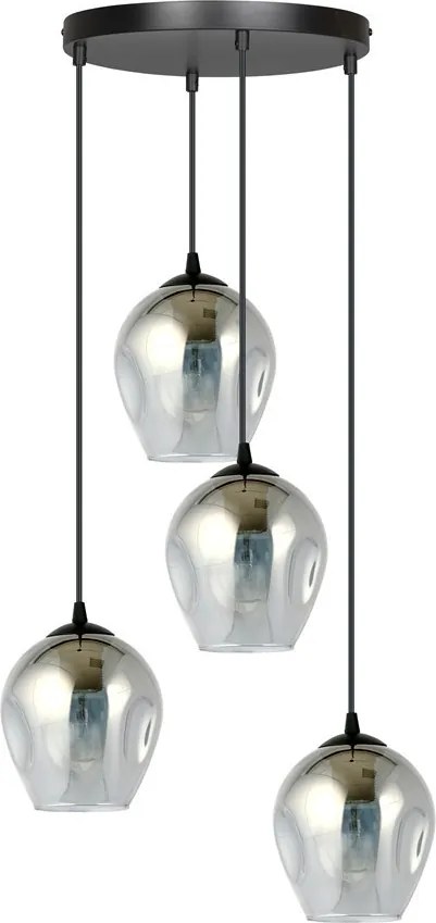 Lampadario a Sospensione ISTAR 4 PREMIUM 4xE27 in Acciaio e Vetro