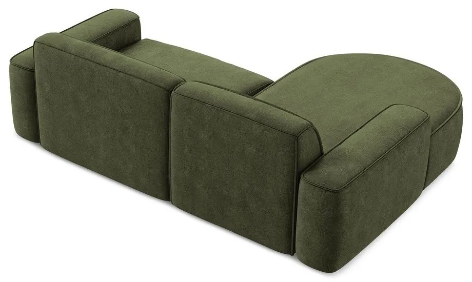 Divano angolare verde (con penisola a sinistra/con chaise lounge) con rivestimento in ciniglia Omao – Makamii