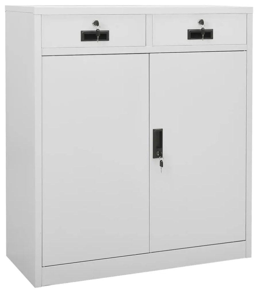 Armadio Per Ufficio Grigio Chiaro 90x40x102 Cm İn Acciaio /