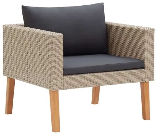 Set Divani da Giardino 5 pz con Cuscini in Polyrattan Beige