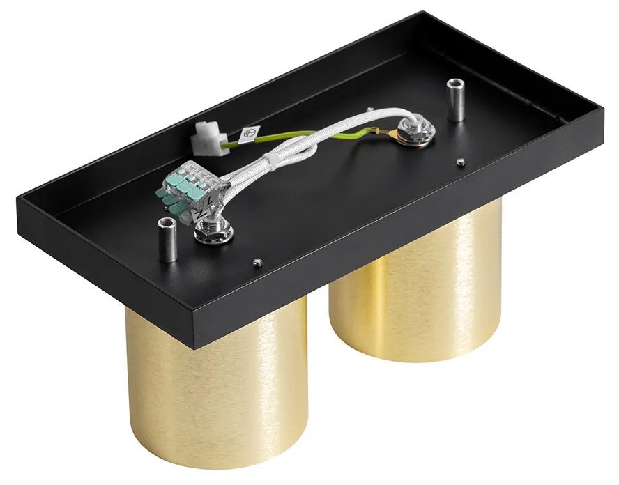 Faretto da soffitto moderno nero con oro 2 luci - Tubo