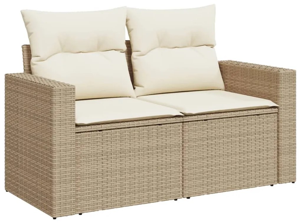 Set divani da giardino 11 pz con cuscini beige in polyrattan