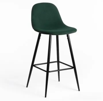 Sgabello Alto Glamm In Velluto Verde Jungle & ↑75 Cm & Nero - Sklum