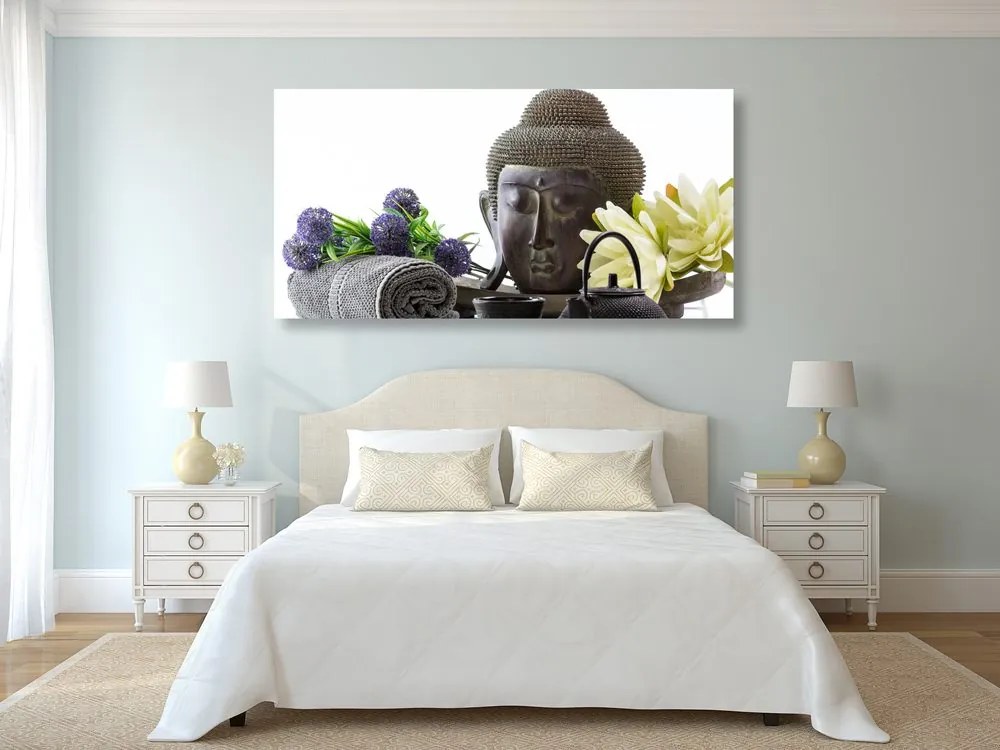 Quadro su tela – Natura morta wellness con Buddha