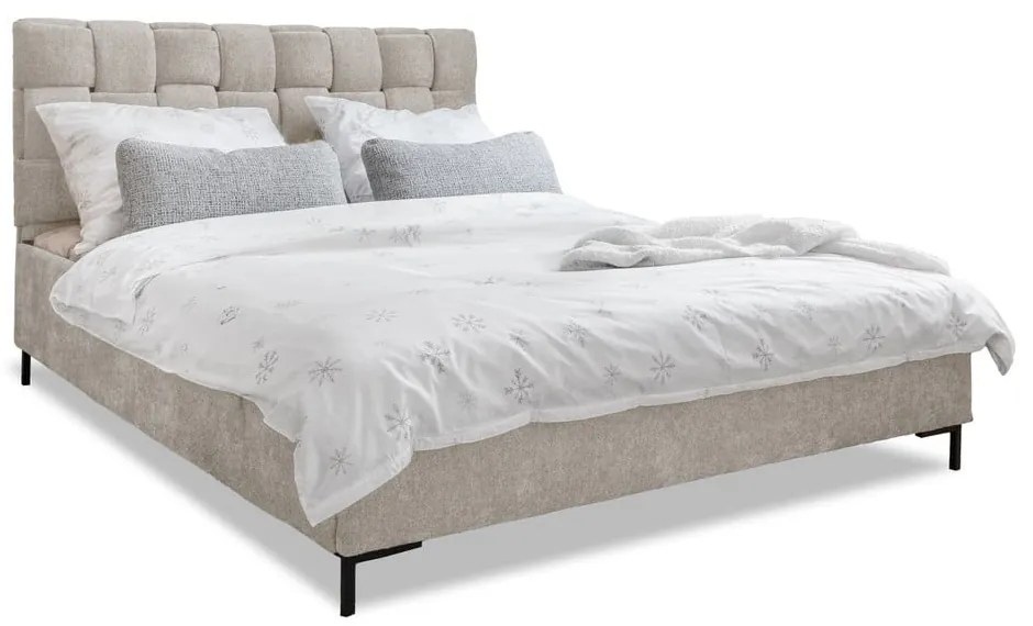 Letto matrimoniale imbottito beige con rete inclusa 160x200 cm Eve – Miuform