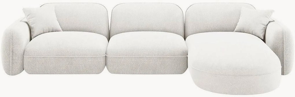 Divano componibile 4 posti in velluto Lucien, chaise longue a sinistra