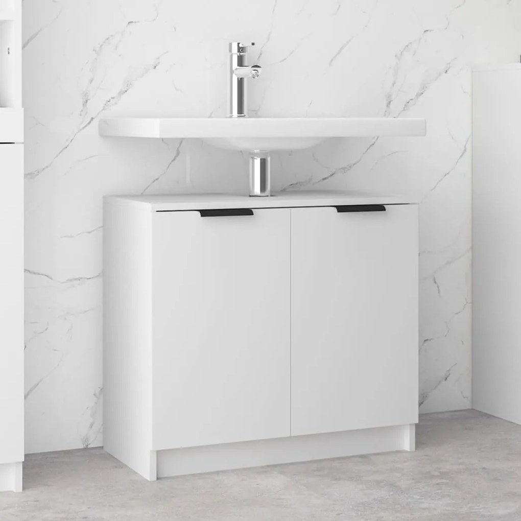 Armadietto Da Bagno Bianco 64,5x33,5x59 Cm İn Legno Multistrato /