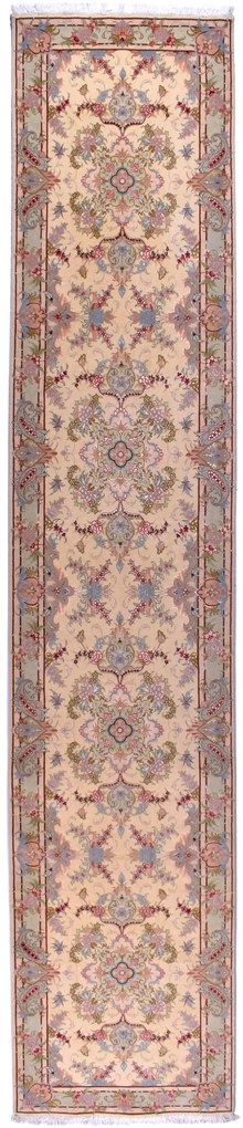 Tabriz Tappeto 430x90 Beige (Iran) Annodato A Mano