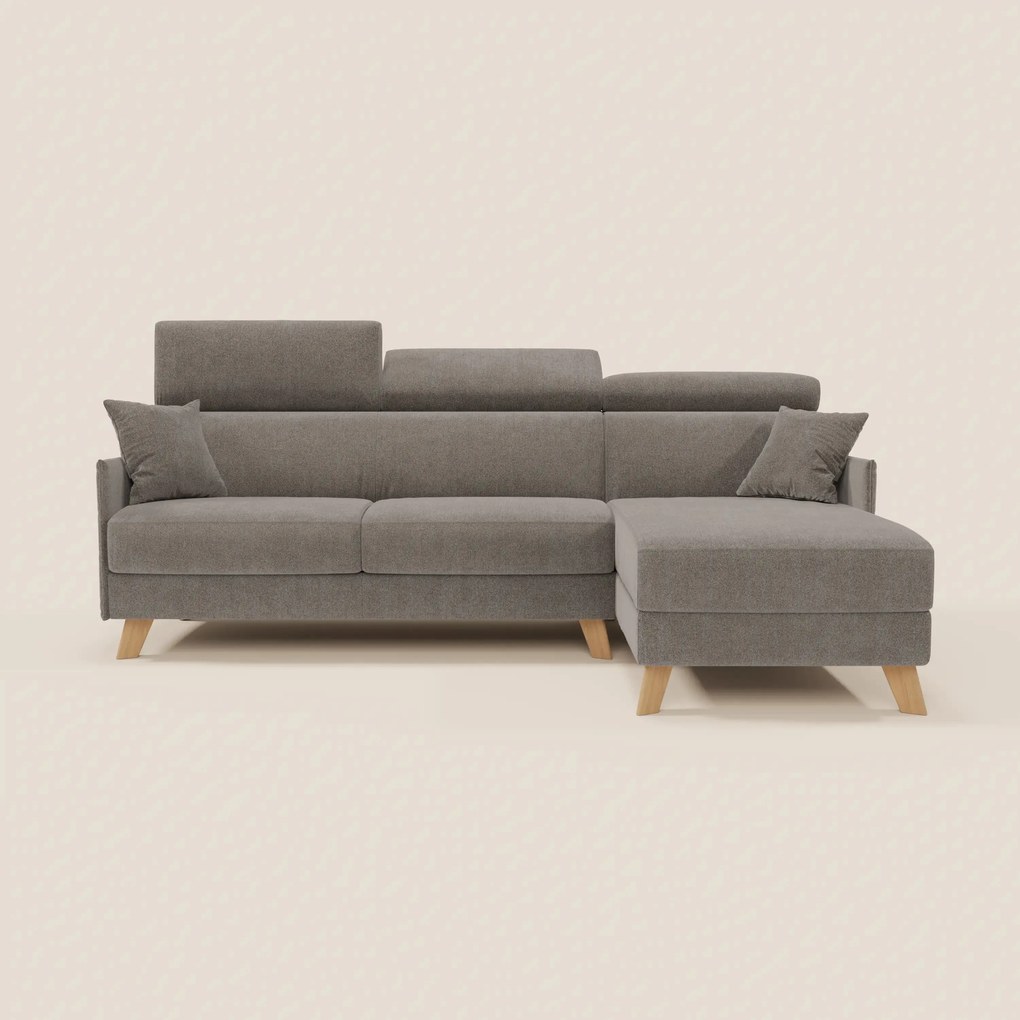 Sole Divano letto matrimoniale angolare con penisola contenitore e poggiatesta reclinabili - tessuto smacchiabile T23