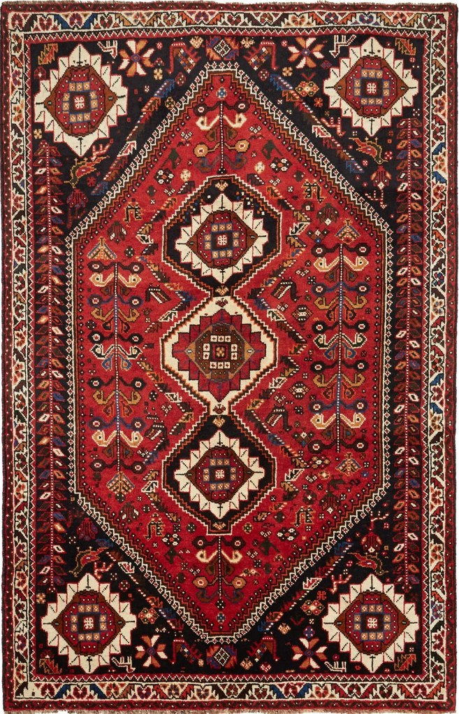Shiraz Tappeto persiano 170x260 Rosso (Iran) Annodato A Mano