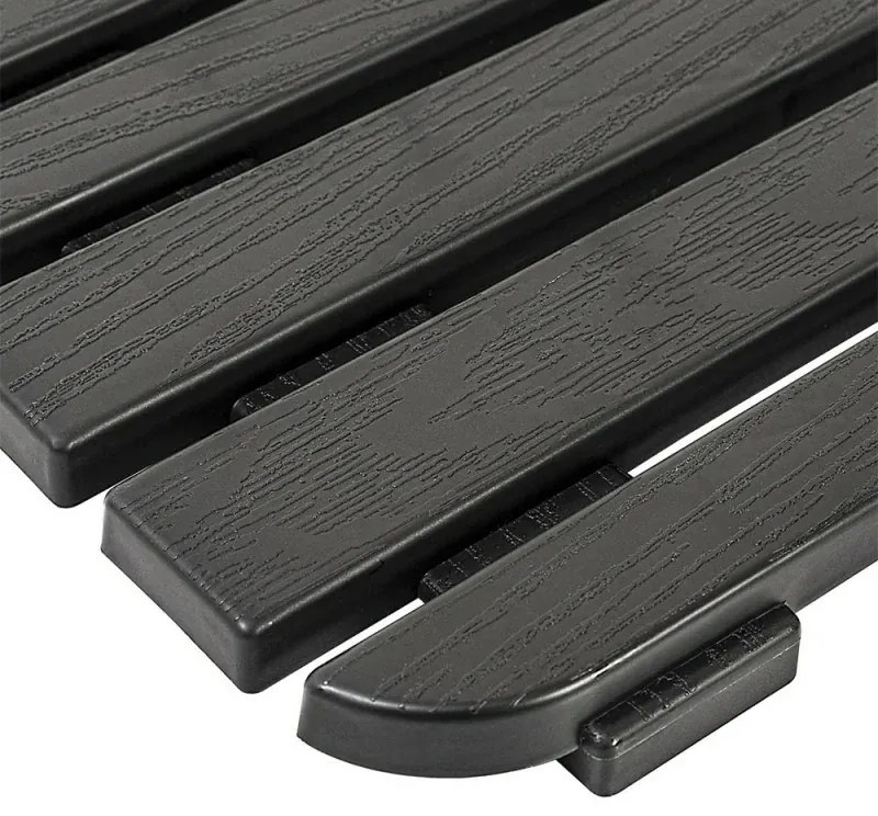 Pedana doccia antiscivolo 80x50 cm nero con effetto legno in plastica
