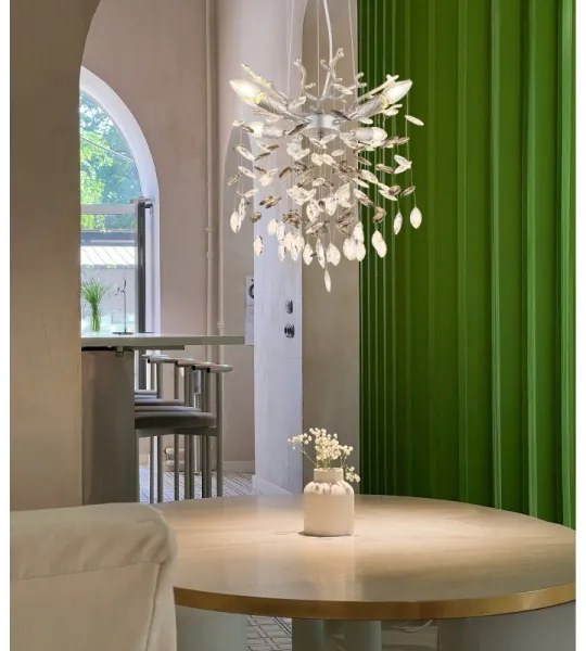 Globo 64138HS - Lampadario sospeso a cavo QUEENA 4xE14/40W/230V, finitura argento