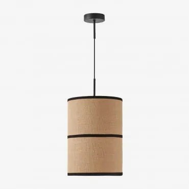 Lampada A Sospensione Da Soffitto In Juta E Cotone Olinda Nero & Ø25 Cm - Sklum
