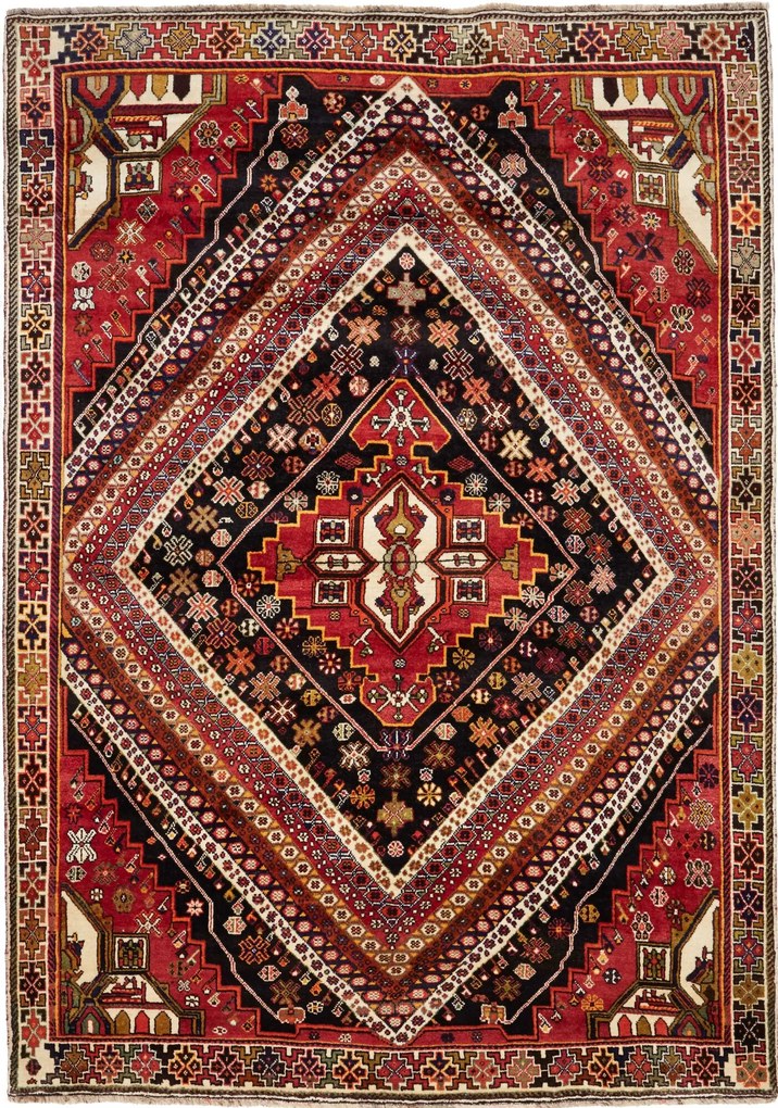 Shiraz Tappeto 260x180 Rosso (Iran) Annodato A Mano