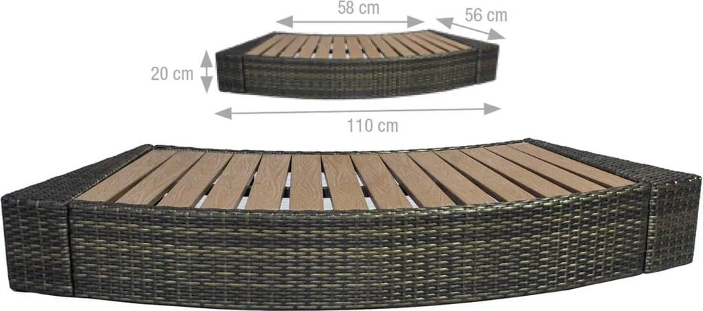 Vasca Idromassaggio da Esterno Semirigida Riscaldata 4 Posti con Mobili Ø156x70 cm NetSpa Vita Nera...