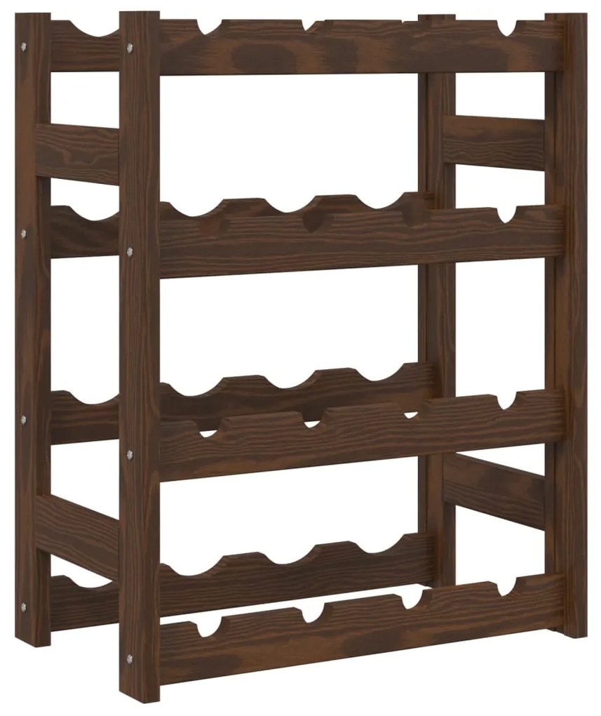 Portabottiglie per 16 bottiglie marrone legno massello di pino