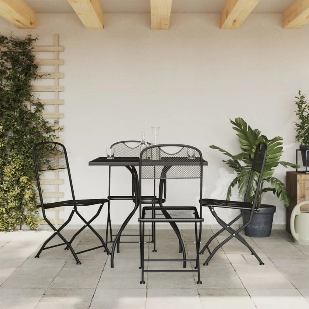 Set Da Pranzo Da Giardino 5pz Antracite İn Rete Metallica /