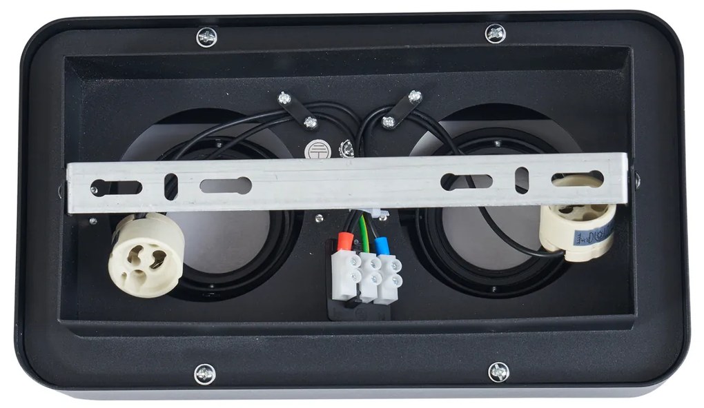 Faretto da superficie arrotondato nero a 2 luci ruotabile e inclinabile - Dox