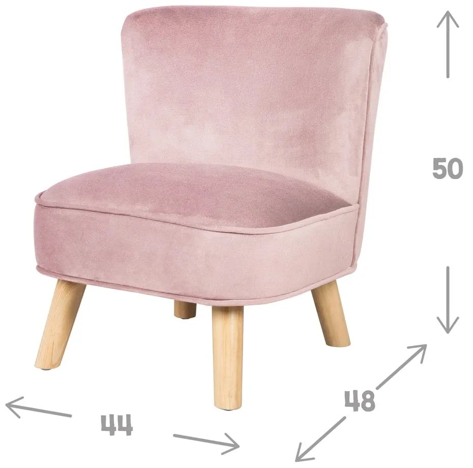 Sedia per bambini in velluto rosa chiaro Lil Sofa - Roba