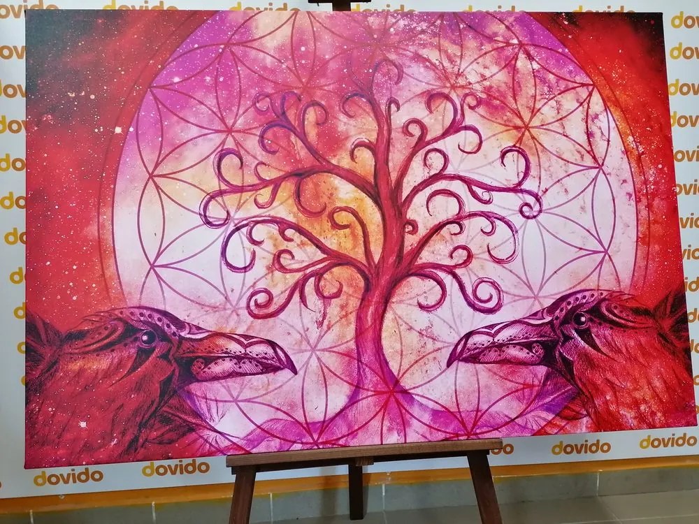 Quadro su tela – Albero della vita magico in tonalità pastello