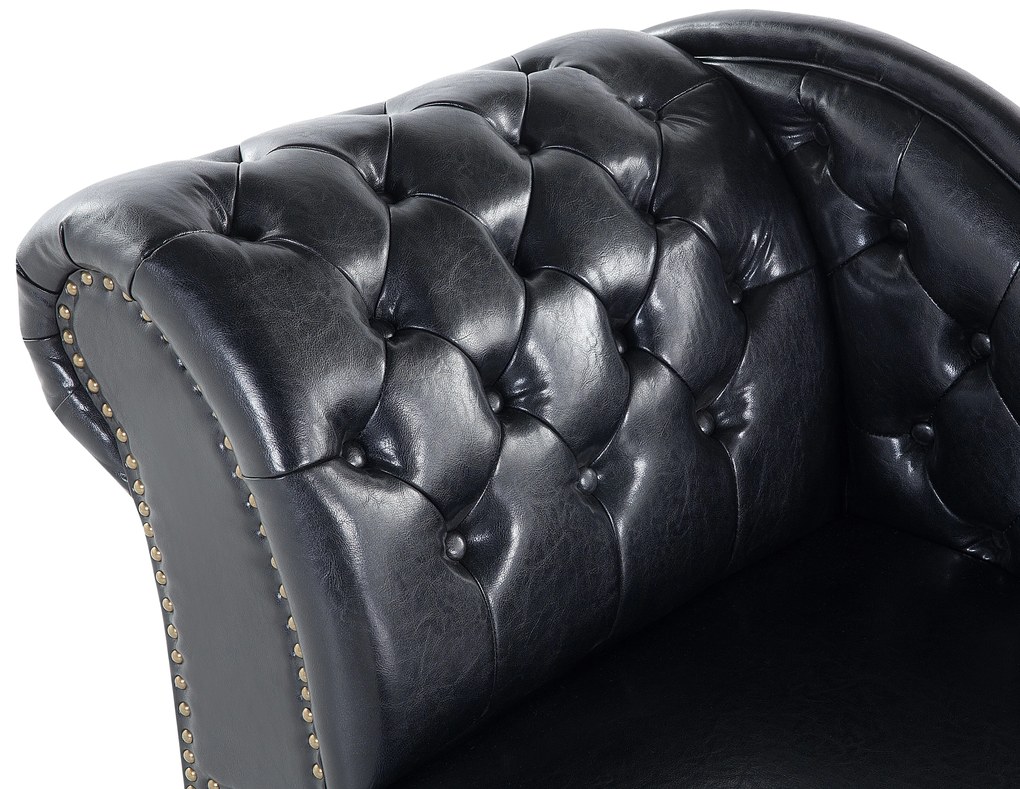 Chaise longue vintage sinistra in pelle sintetica nera NIMES Beliani