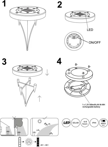 Globo 33414 - SET 2x Lampada LED solare SOLAR LED/0,8W/3V IP44