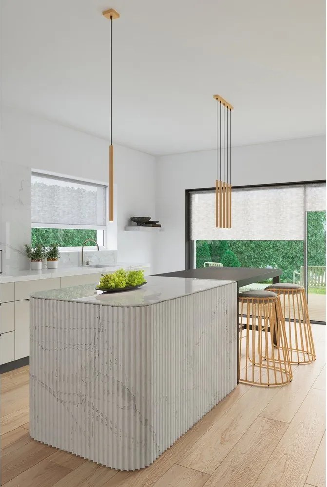 Lampadario dorato in metallo Fideus – Sollux