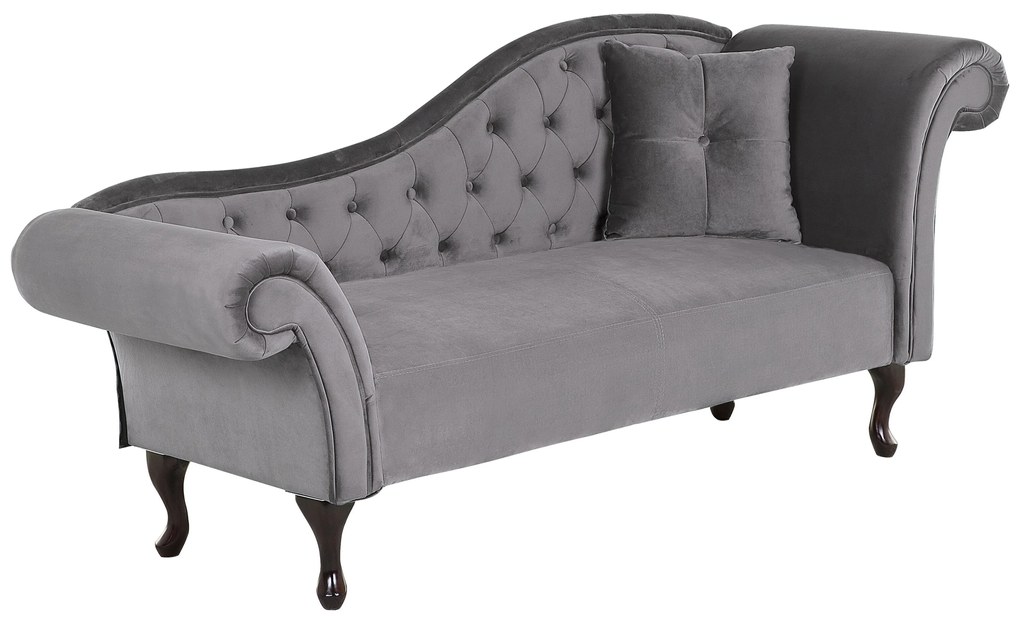 Chaise longue per lato destro in velluto grigio LATTES Beliani