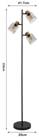 Brilagi - Lampada da terra HYGGE 3xE14/15W/230V legno di hevea/fumé