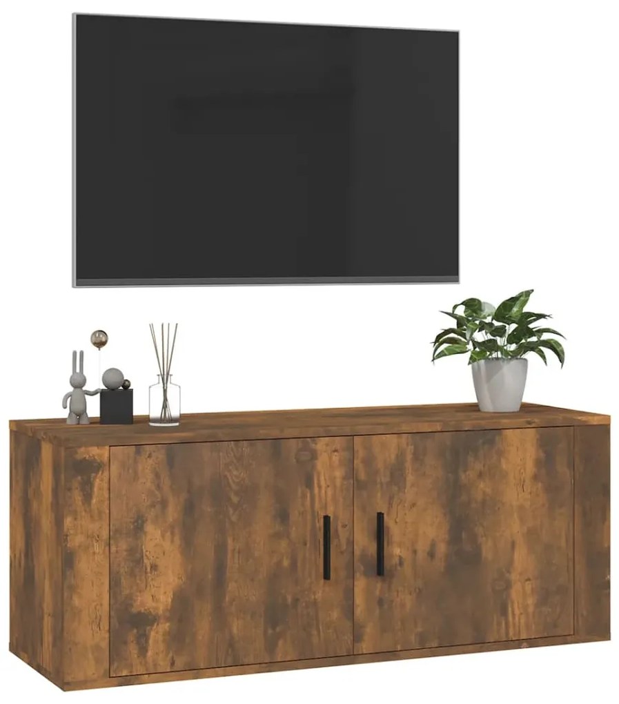 Mobile Porta TV a Parete rovere fumo 100x34,5x40 cm