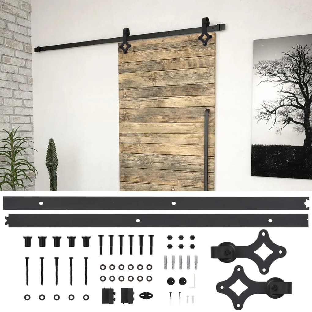 Kit Di Binari Per Porte Scorrevoli Skıen 200 Cm Acciaio Nero /