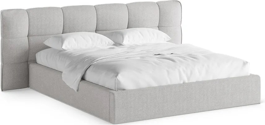 Letto matrimoniale imbottito grigio con contenitore con rete inclusa 200x200 cm Eric – Micadoni