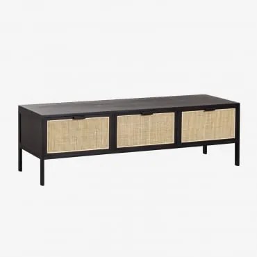 Mobile TV in rattan e legno Reyna Nero - Sklum