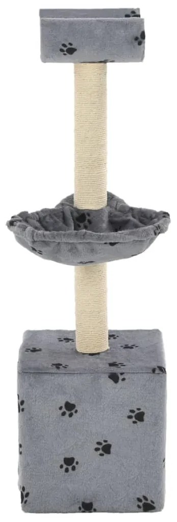 Albero per gatti tiragraffi sisal 105 cm zampe stampate grigio