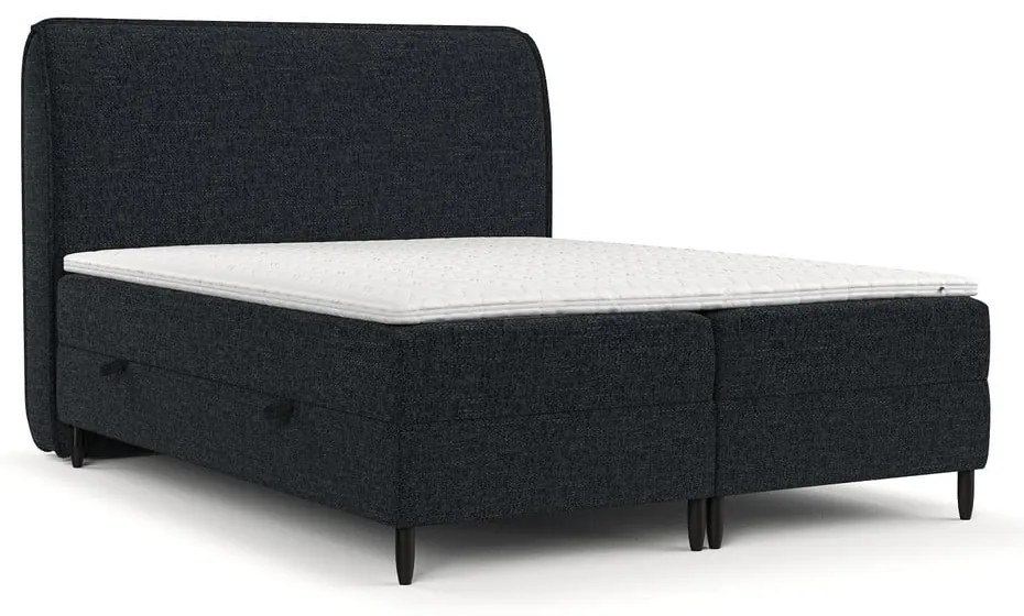 Letto boxspring nero con contenitore 140x200 cm Melba - Maison de Rêve