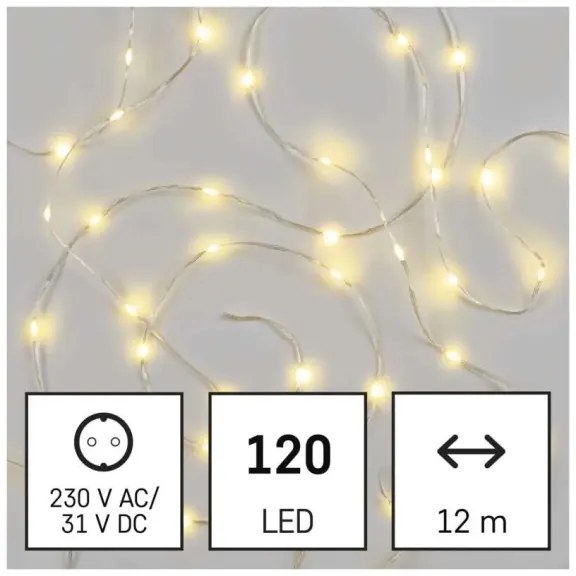 Catena LED natalizia da esterno 120xLED/17m IP44 bianco caldo