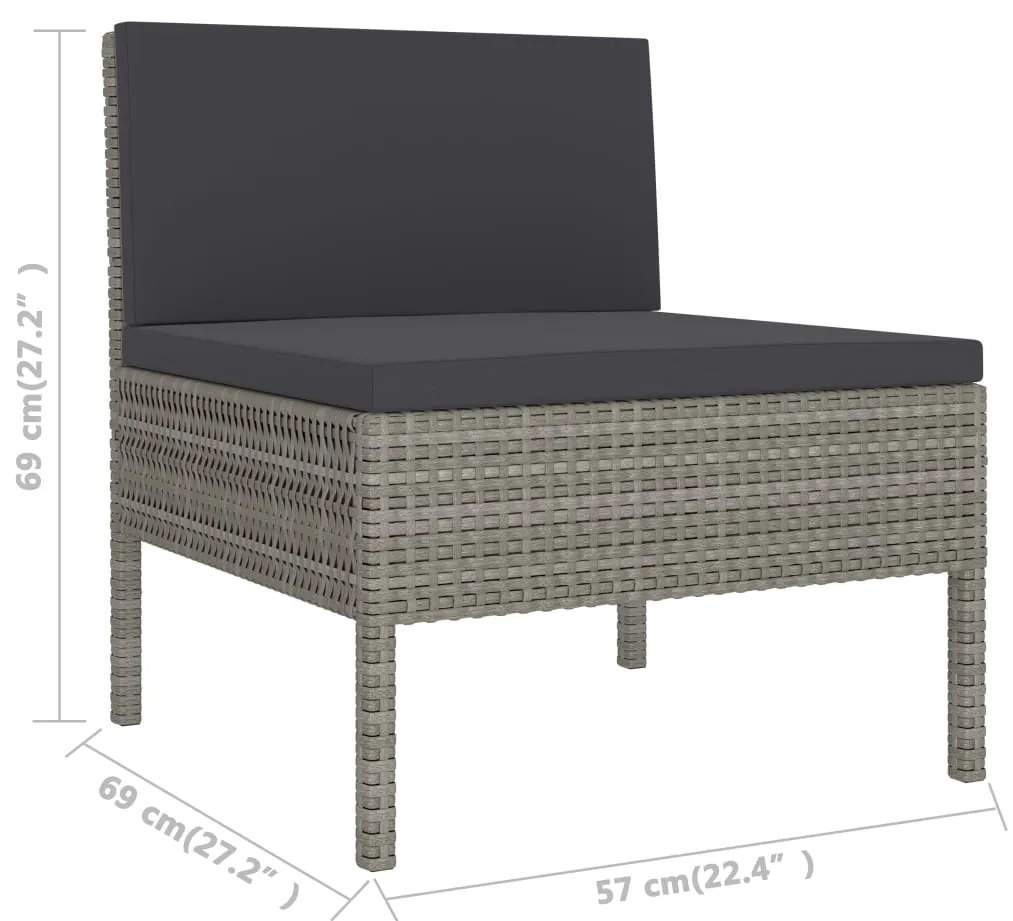 Set divani da giardino 10 pz con cuscini in polyrattan grigio