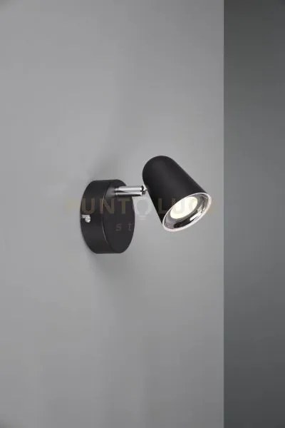 Toulouse spot singolo led 3,5w 400lm, 3000k nero satinato con bordo...