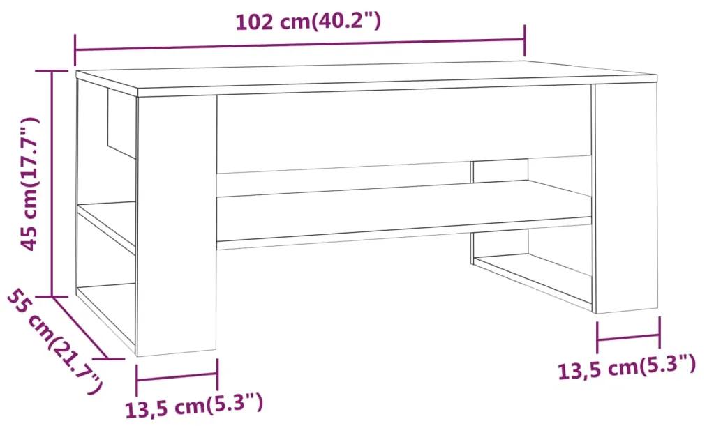 Tavolino Salotto Rovere Anticato 102x55x45 cm Legno Multistrato