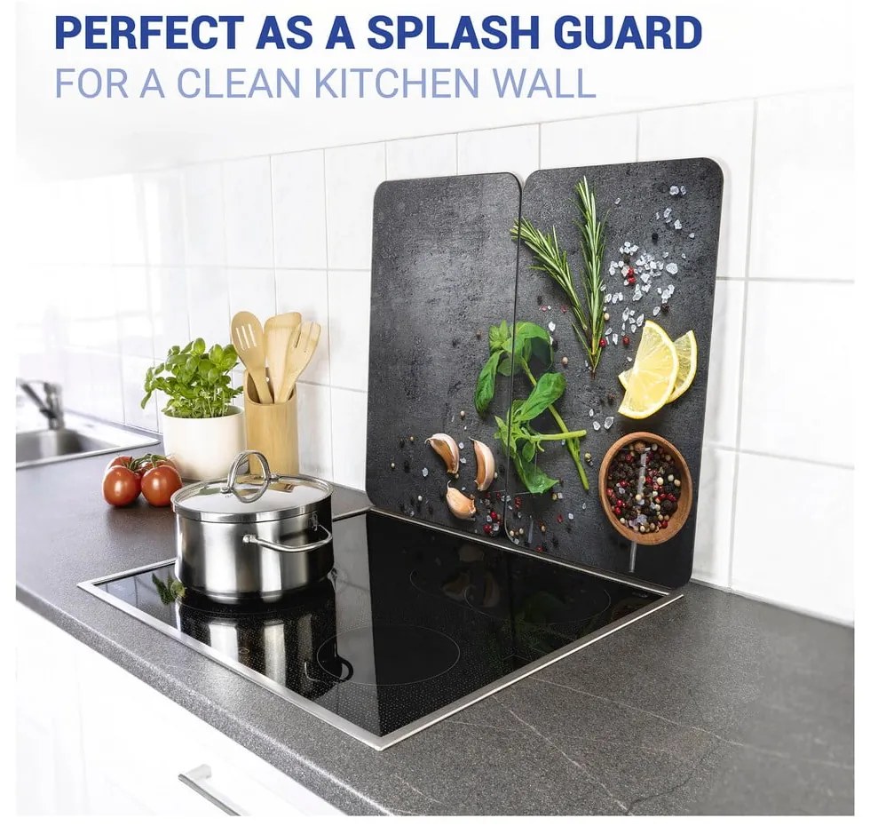 Set di 2 copri stufe in vetro grigio Herbs Universal - Wenko