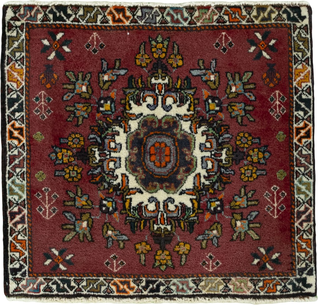 Shiraz Tappeto 60 x 60 Rosso (Iran) Annodato A Mano